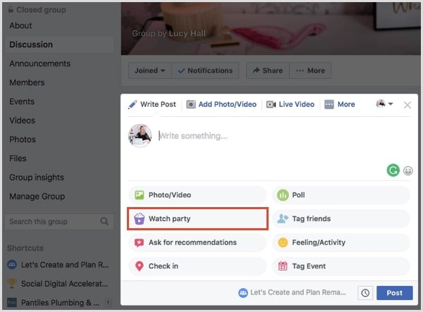 facebook watch party como usar